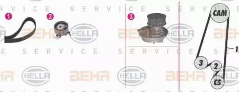 BEHR HELLA Service 8MP 376 807-891 - Водна помпа+ к-кт ангренажен ремък vvparts.bg