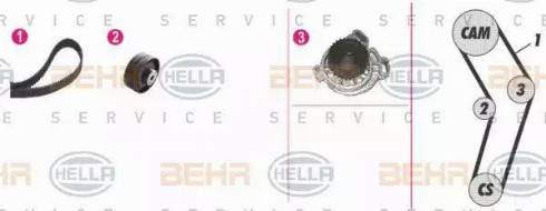 BEHR HELLA Service 8MP 376 807-851 - Водна помпа+ к-кт ангренажен ремък vvparts.bg