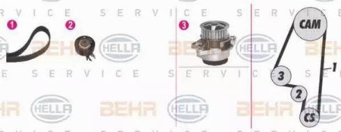 BEHR HELLA Service 8MP 376 807-861 - Водна помпа+ к-кт ангренажен ремък vvparts.bg