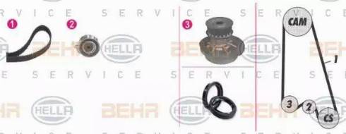 BEHR HELLA Service 8MP 376 807-871 - Водна помпа+ к-кт ангренажен ремък vvparts.bg