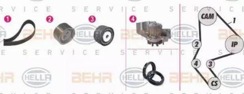 BEHR HELLA Service 8MP 376 814-881 - Водна помпа+ к-кт ангренажен ремък vvparts.bg