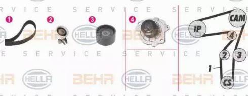 BEHR HELLA Service 8MP 376 814-871 - Водна помпа+ к-кт ангренажен ремък vvparts.bg