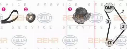 BEHR HELLA Service 8MP 376 815-811 - Водна помпа+ к-кт ангренажен ремък vvparts.bg