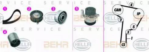 BEHR HELLA Service 8MP 376 815-871 - Водна помпа+ к-кт ангренажен ремък vvparts.bg