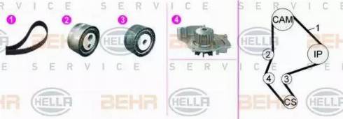 BEHR HELLA Service 8MP 376 816-801 - Водна помпа+ к-кт ангренажен ремък vvparts.bg