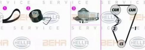 BEHR HELLA Service 8MP 376 816-821 - Водна помпа+ к-кт ангренажен ремък vvparts.bg