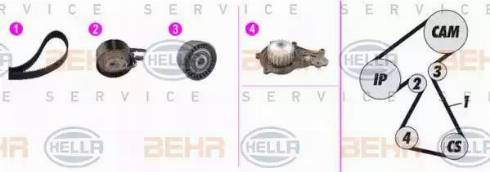 BEHR HELLA Service 8MP 376 816-871 - Водна помпа+ к-кт ангренажен ремък vvparts.bg