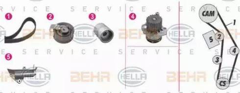 BEHR HELLA Service 8MP 376 810-861 - Водна помпа+ к-кт ангренажен ремък vvparts.bg