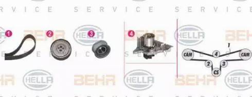 BEHR HELLA Service 8MP 376 810-811 - Водна помпа+ к-кт ангренажен ремък vvparts.bg