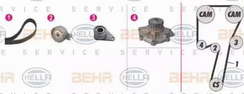 BEHR HELLA Service 8MP 376 810-831 - Водна помпа+ к-кт ангренажен ремък vvparts.bg