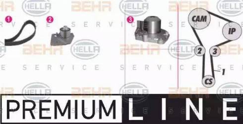 BEHR HELLA Service 8MP 376 810-871 - Водна помпа+ к-кт ангренажен ремък vvparts.bg