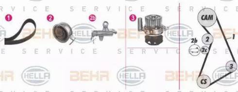 BEHR HELLA Service 8MP 376 811-831 - Водна помпа+ к-кт ангренажен ремък vvparts.bg