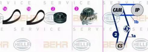 BEHR HELLA Service 8MP 376 818-801 - Водна помпа+ к-кт ангренажен ремък vvparts.bg