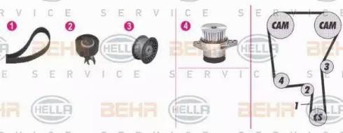 BEHR HELLA Service 8MP 376 813-891 - Водна помпа+ к-кт ангренажен ремък vvparts.bg