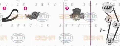 BEHR HELLA Service 8MP 376 813-841 - Водна помпа+ к-кт ангренажен ремък vvparts.bg