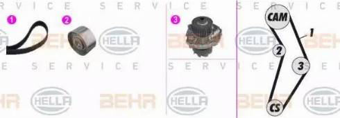 BEHR HELLA Service 8MP 376 813-881 - Водна помпа+ к-кт ангренажен ремък vvparts.bg