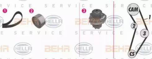 BEHR HELLA Service 8MP 376 813-871 - Водна помпа+ к-кт ангренажен ремък vvparts.bg