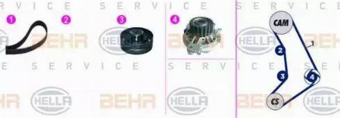 BEHR HELLA Service 8MP 376 817-881 - Водна помпа+ к-кт ангренажен ремък vvparts.bg