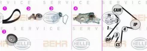 BEHR HELLA Service 8MP 376 817-871 - Водна помпа+ к-кт ангренажен ремък vvparts.bg