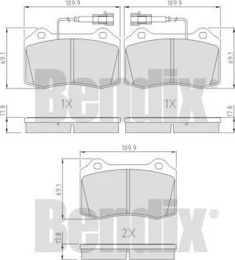 BENDIX 510998 - Комплект спирачно феродо, дискови спирачки vvparts.bg