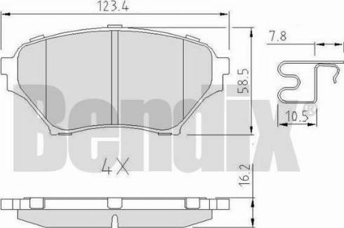 BENDIX 510951 - Комплект спирачно феродо, дискови спирачки vvparts.bg