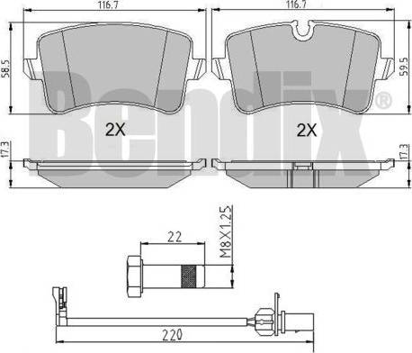 BENDIX 510952 - Комплект спирачно феродо, дискови спирачки vvparts.bg