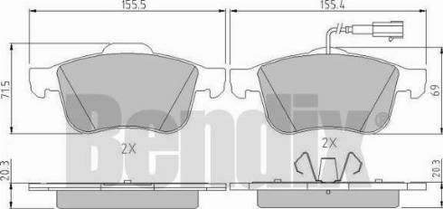 BENDIX 510905 - Комплект спирачно феродо, дискови спирачки vvparts.bg