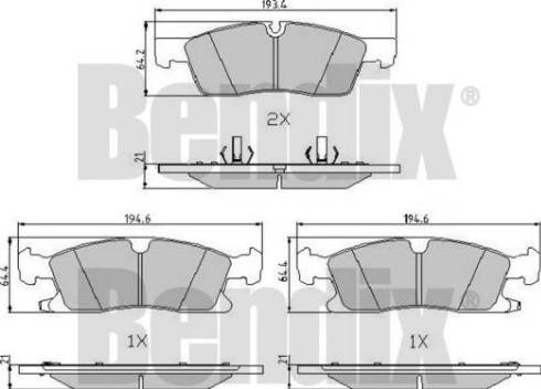 BENDIX 510908 - Комплект спирачно феродо, дискови спирачки vvparts.bg