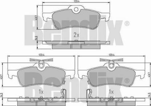 BENDIX 510989 - Комплект спирачно феродо, дискови спирачки vvparts.bg