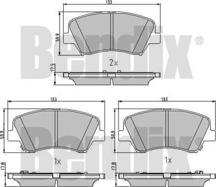 BENDIX 510980 - Комплект спирачно феродо, дискови спирачки vvparts.bg