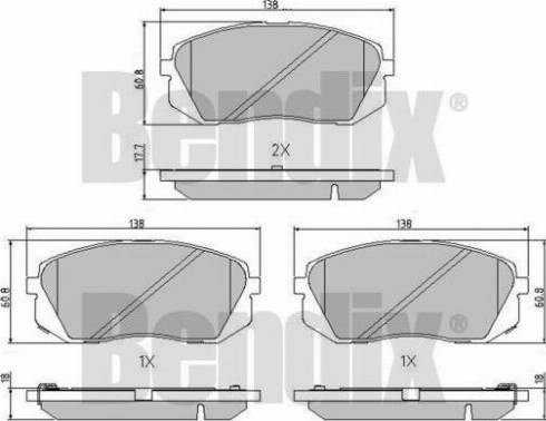 BENDIX 510921 - Комплект спирачно феродо, дискови спирачки vvparts.bg