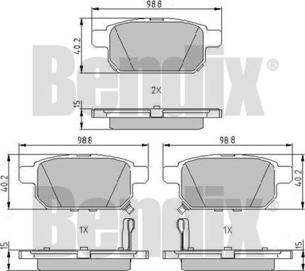 BENDIX 510923 - Комплект спирачно феродо, дискови спирачки vvparts.bg