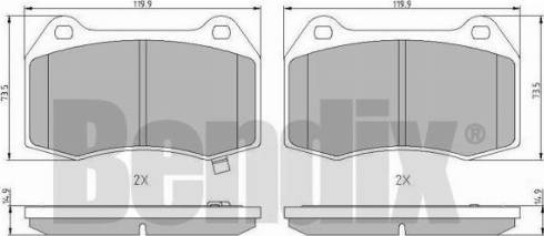 BENDIX 510973 - Комплект спирачно феродо, дискови спирачки vvparts.bg