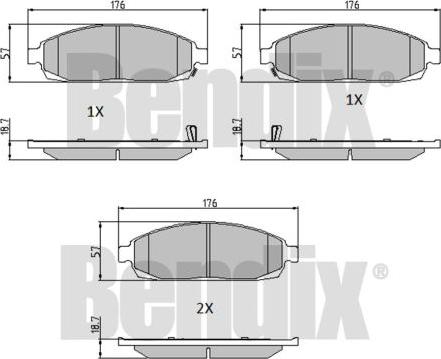 BENDIX 510492 - Комплект спирачно феродо, дискови спирачки vvparts.bg