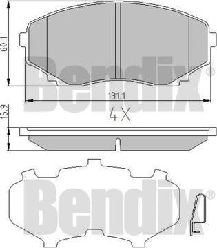 BENDIX 510441 - Комплект спирачно феродо, дискови спирачки vvparts.bg