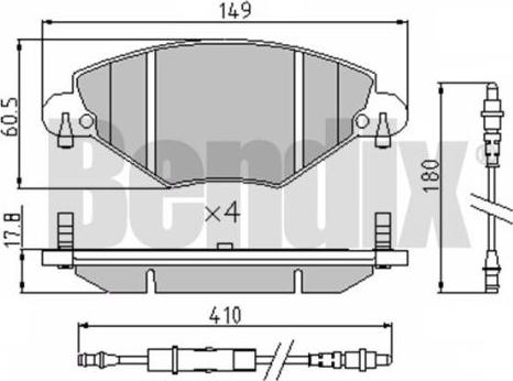 BENDIX 510447 - Комплект спирачно феродо, дискови спирачки vvparts.bg