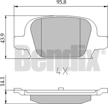 BENDIX 510450 - Комплект спирачно феродо, дискови спирачки vvparts.bg