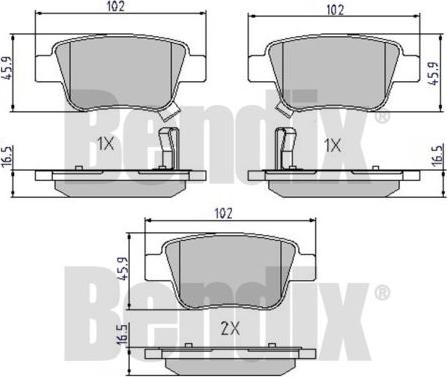 BENDIX 510458 - Комплект спирачно феродо, дискови спирачки vvparts.bg