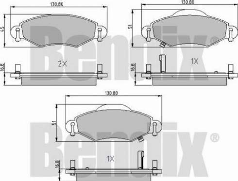 BENDIX 510452 - Комплект спирачно феродо, дискови спирачки vvparts.bg