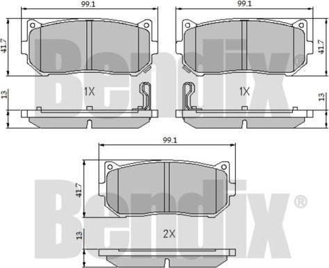 BENDIX 510469 - Комплект спирачно феродо, дискови спирачки vvparts.bg