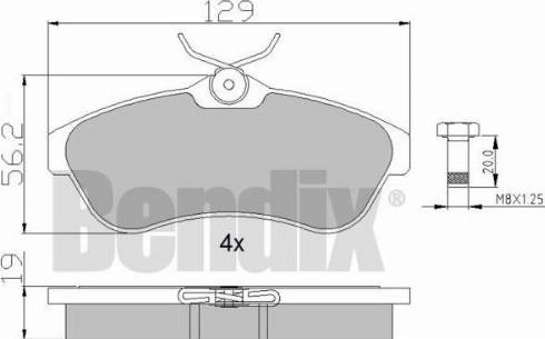 BENDIX 510408 - Комплект спирачно феродо, дискови спирачки vvparts.bg