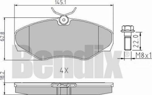 BENDIX 510403 - Комплект спирачно феродо, дискови спирачки vvparts.bg