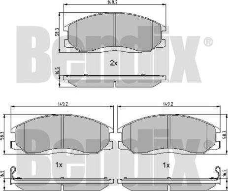 BENDIX 510418 - Комплект спирачно феродо, дискови спирачки vvparts.bg