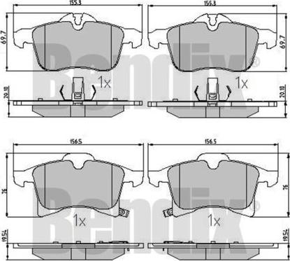 BENDIX 510412 - Комплект спирачно феродо, дискови спирачки vvparts.bg