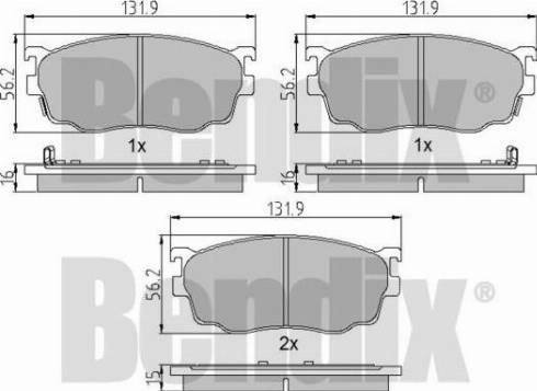 BENDIX 510417 - Комплект спирачно феродо, дискови спирачки vvparts.bg