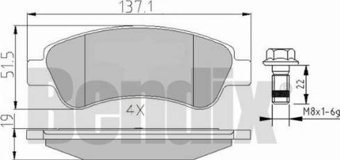 BENDIX 510430 - Комплект спирачно феродо, дискови спирачки vvparts.bg