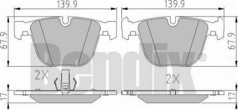 BENDIX 510474 - Комплект спирачно феродо, дискови спирачки vvparts.bg