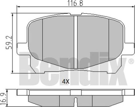 BENDIX 510476 - Комплект спирачно феродо, дискови спирачки vvparts.bg