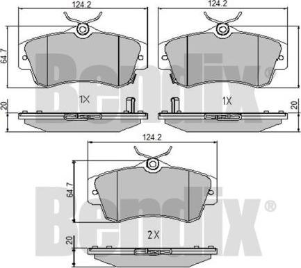 BENDIX 510471 - Комплект спирачно феродо, дискови спирачки vvparts.bg