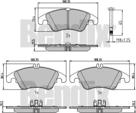 BENDIX 510595 - Комплект спирачно феродо, дискови спирачки vvparts.bg